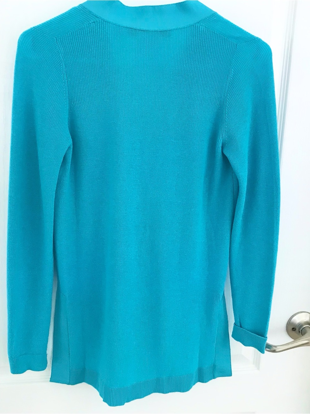 Gretchen Scott Designs Grosgrain Heaven Hi-Lo Turqoise Cardigan, SzXS, NWT - Picture 7 of 8